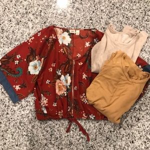 Daytrip Cardigan + (2) AE Soft & Sexy L/S Tops